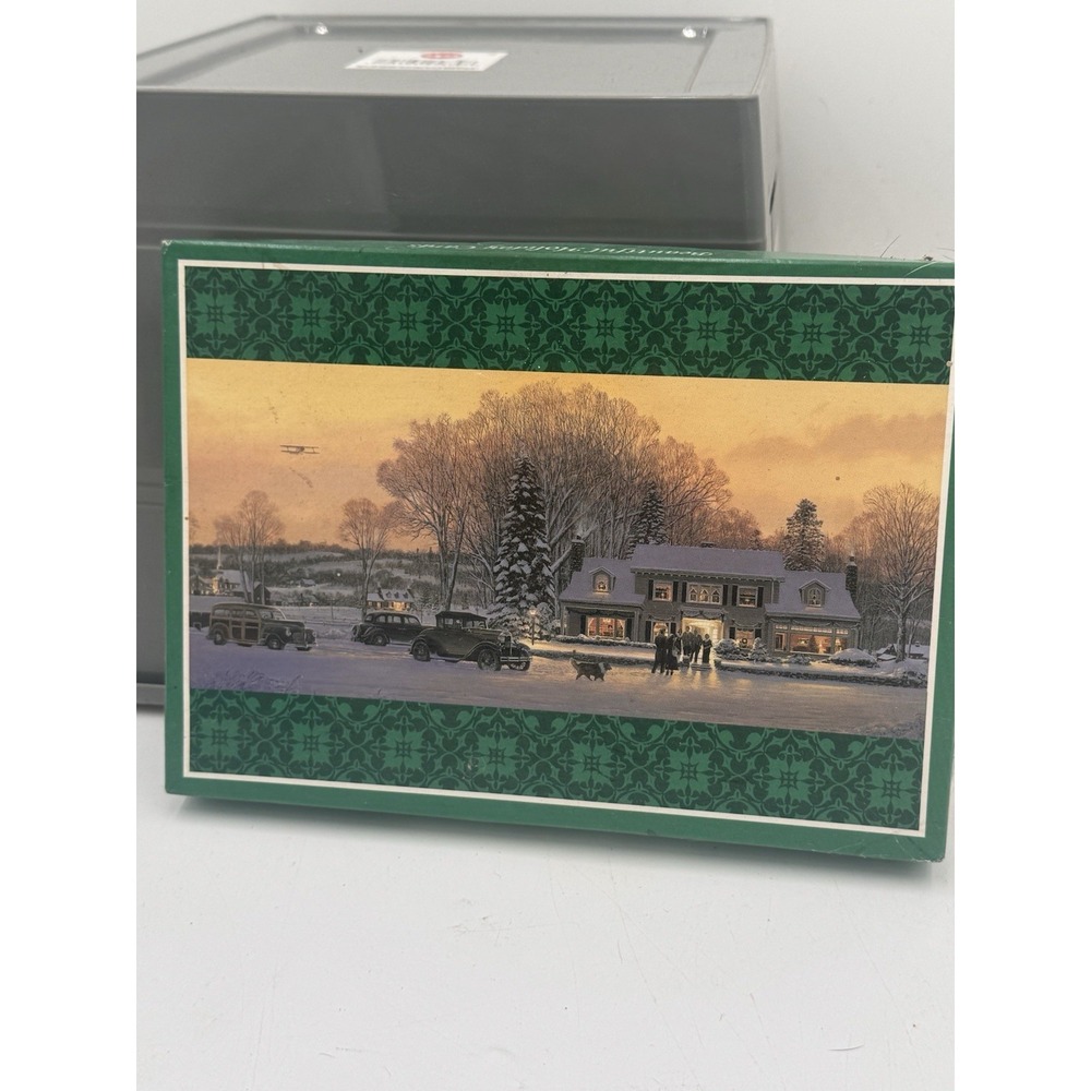 Vintage Christmas Greeting Cards Set Winter Scenes Cardinals Gold Foil Lot Of 10